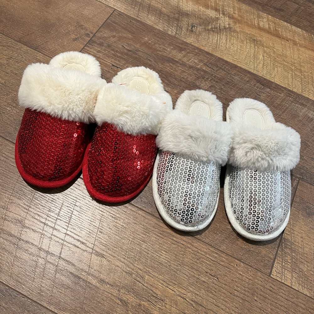 Cat & Jack Red and Silver Kids Slippers